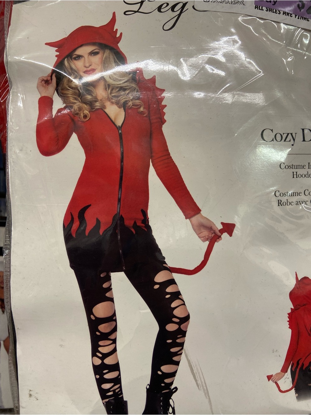 Red Cozy Devil Hooded Costume with Tail - Small